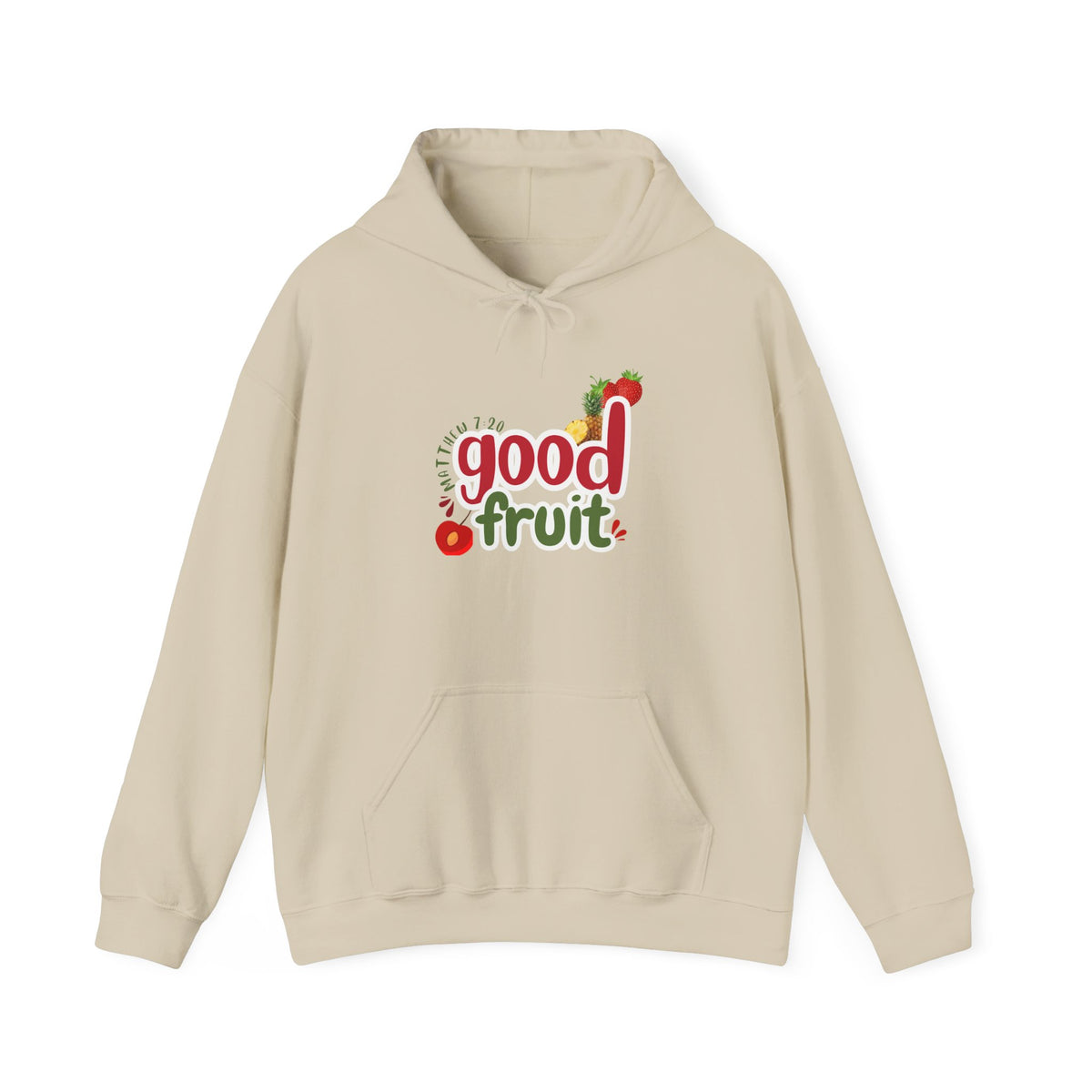 Good Fruit Unisex Hoodie — Matthew 7:20 Graphic Pullover - Bri Mone&