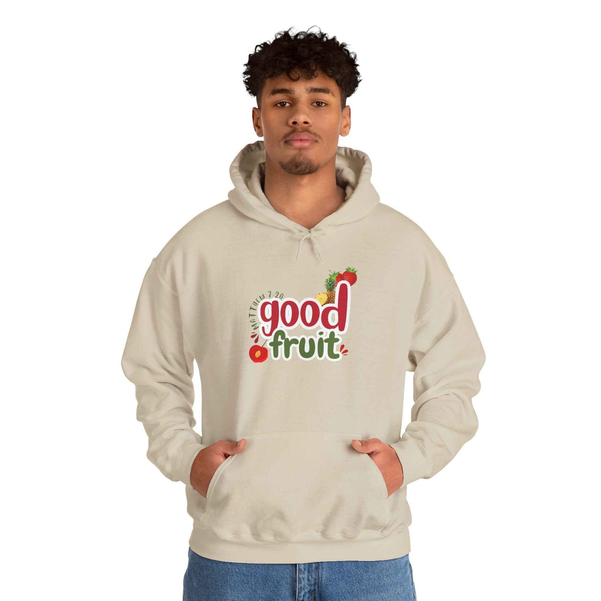 Good Fruit Unisex Hoodie Matthew 7:20 Graphic Pullover