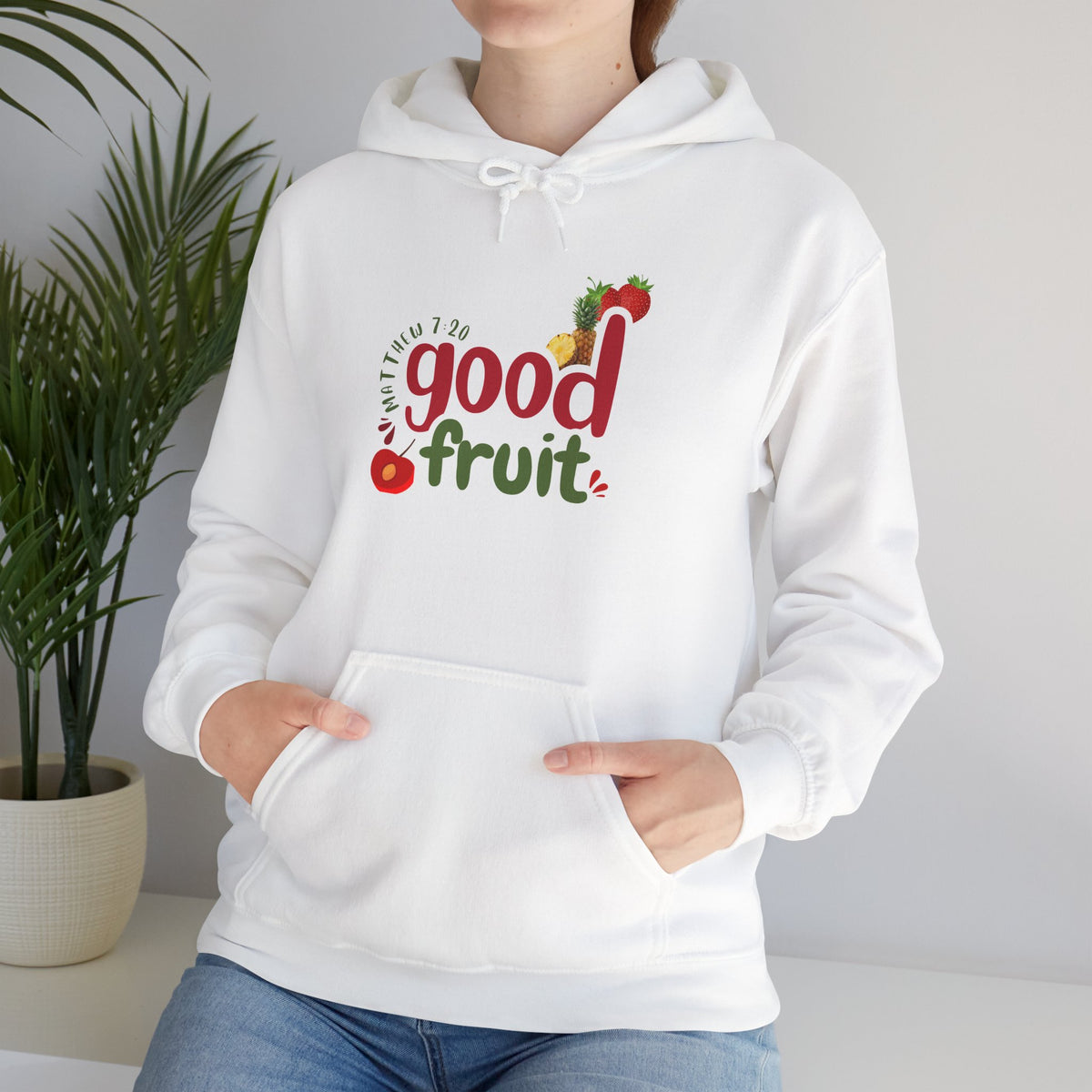 Good Fruit Unisex Hoodie — Matthew 7:20 Graphic Pullover - Bri Mone&