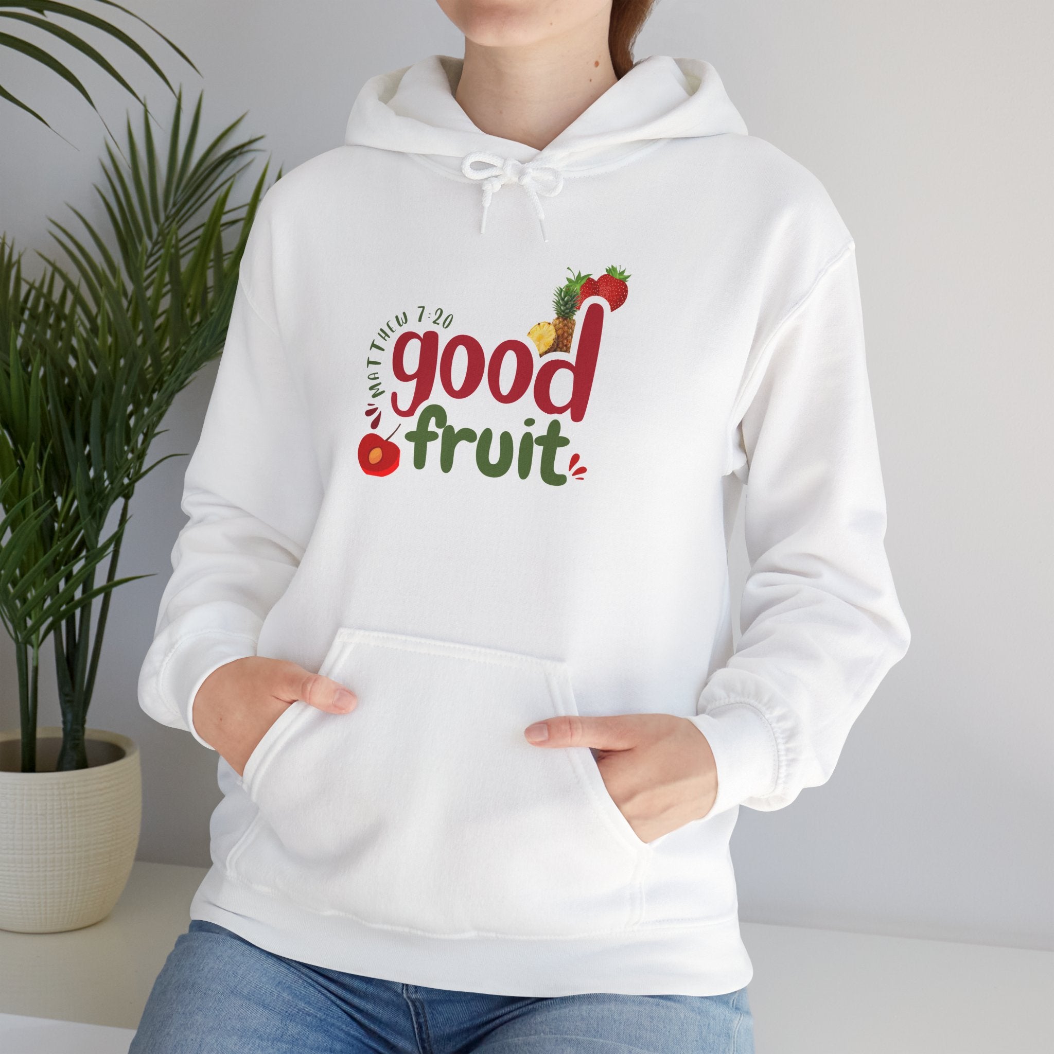 Good Fruit Unisex Hoodie — Matthew 7:20 Graphic Pullover - Bri Mone&