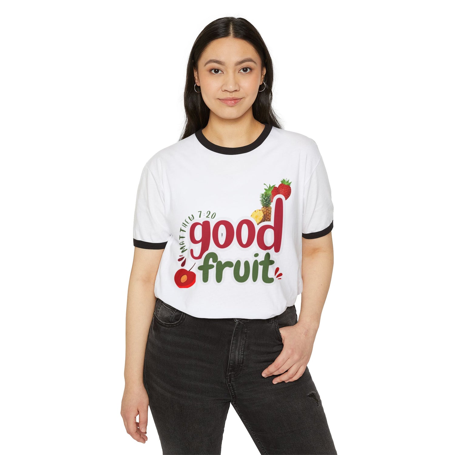 Good Fruit Unisex Ringer Tee - Retro Fruit Graphic T-Shirt - Bri Mone&