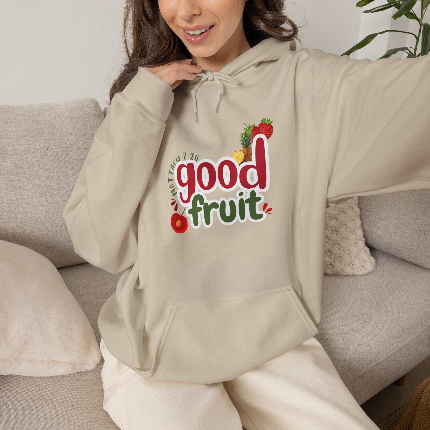 Good Fruit Unisex Hoodie — Matthew 7:20 Graphic Pullover - Bri Mone&