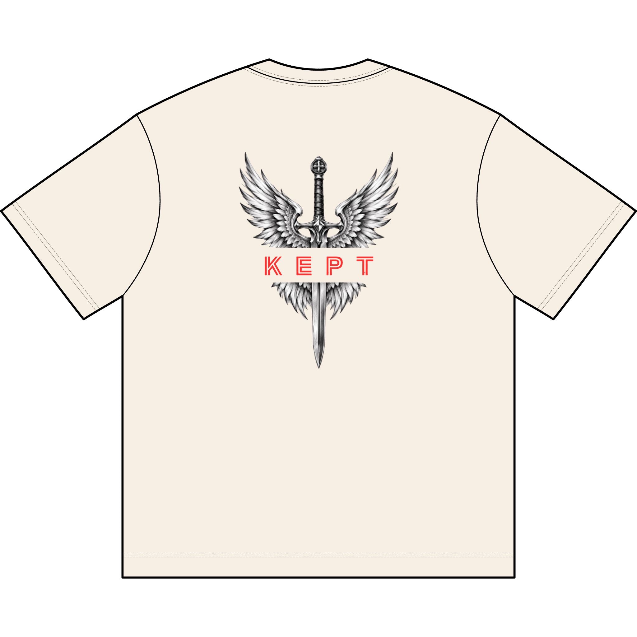 Kept Men's Winged Sword T‑Shirt — Psalm 121:7 Chest Sunburst Christian Tee