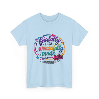 T‑Shirt — "Fearfully and Wonderfully Made" Colorful Scripture Tee - Bri Mone&