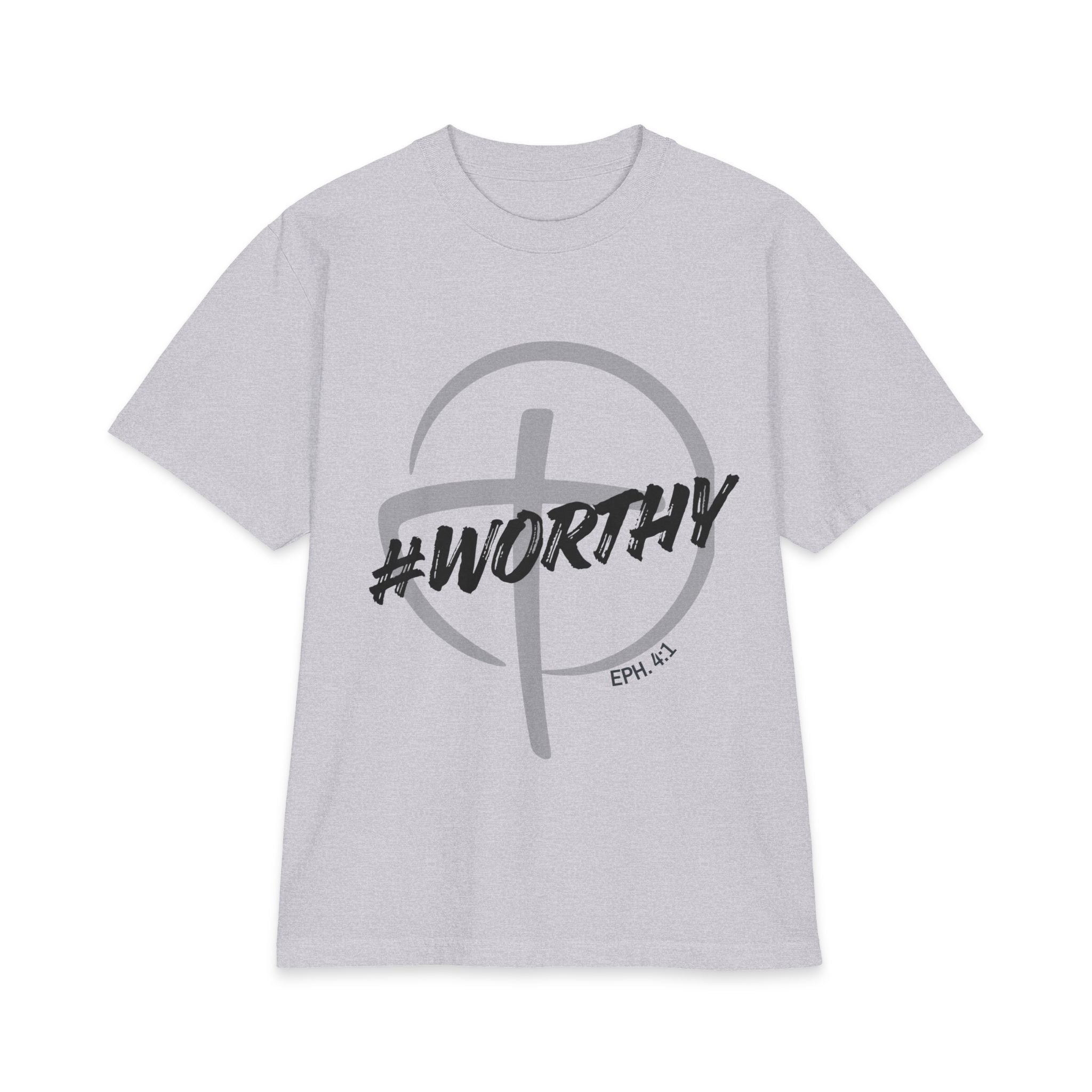 #Worthy Cross Men's T‑Shirt — #Worthy Faith Graphic Tee (Eph. 4:1)