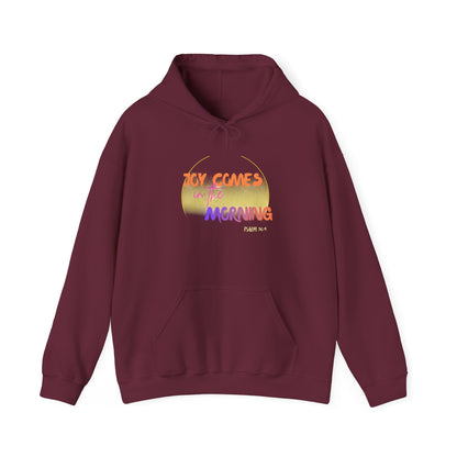 Joy Comes in the Morning Hoodie — Sunrise Psalm 30:5 Inspirational Sweatshirt - Bri Mone&