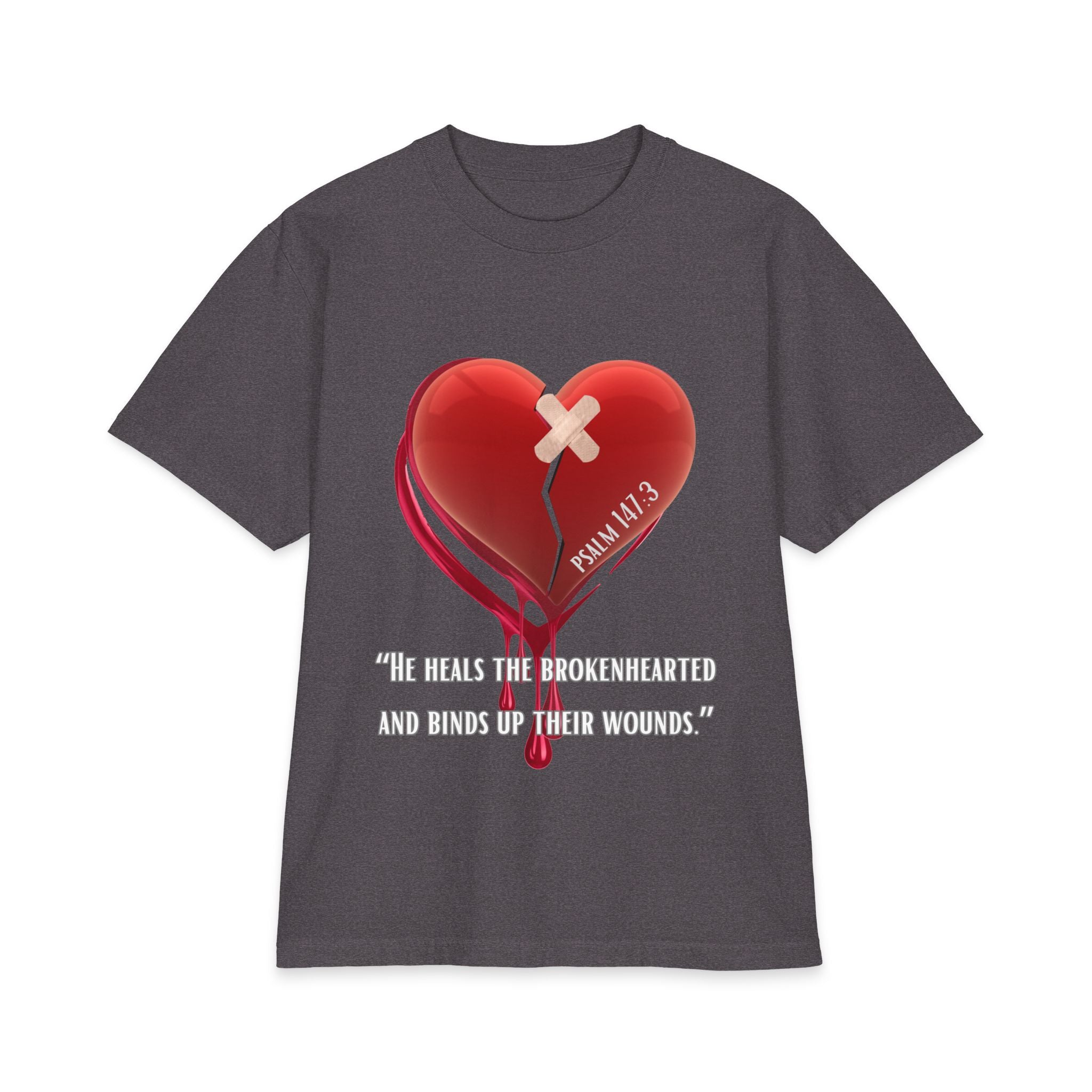 Broken Hearted Men's Graphic Tee – "Psalm 147:3" Inspirational Religious T‑Shirt