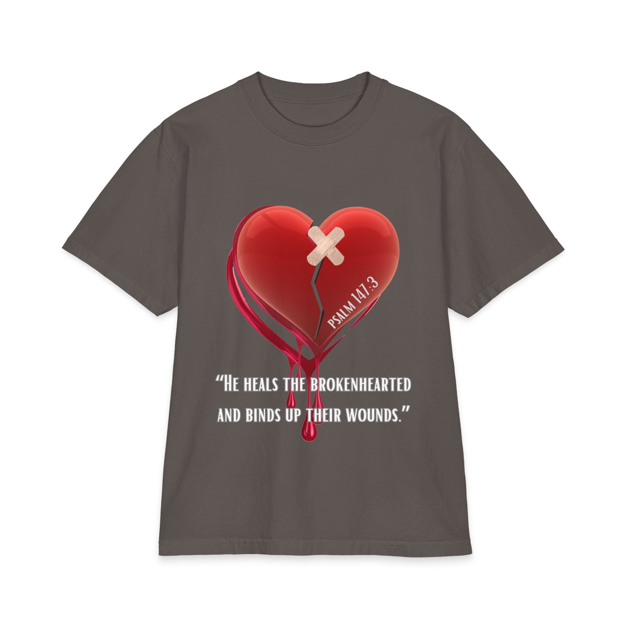 Broken Hearted Men's Graphic Tee – "Psalm 147:3" Inspirational Religious T‑Shirt