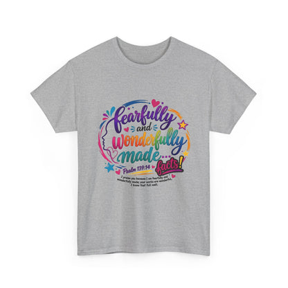 T‑Shirt — "Fearfully and Wonderfully Made" Colorful Scripture Tee - Bri Mone&