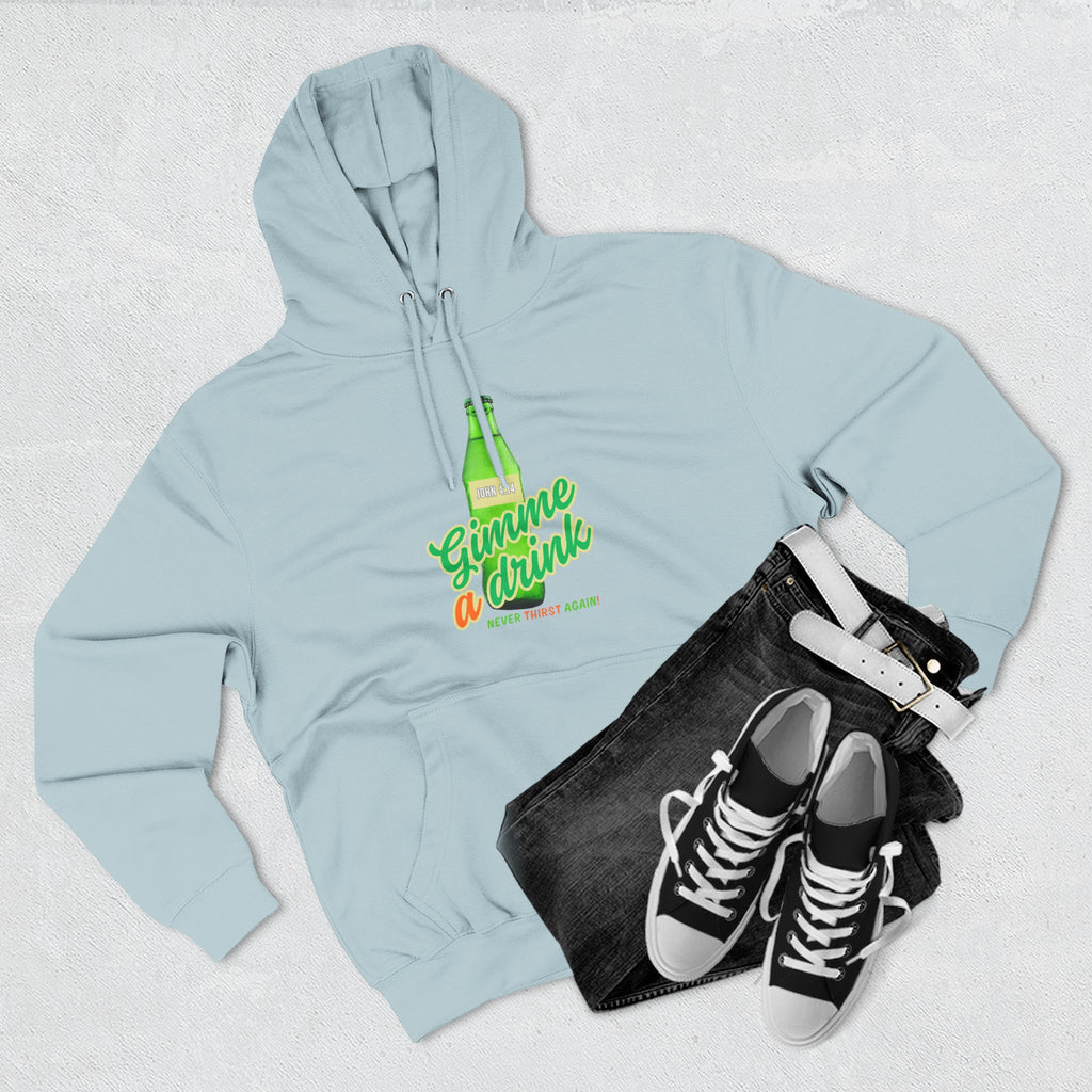 Gimme a Drink Hoodie – Retro Soda Bottle Graphic Pullover
