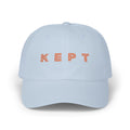 Embroidered 'KEPT' Dad Cap — Faith Baseball Hat (Psalm 121:7 Accent)