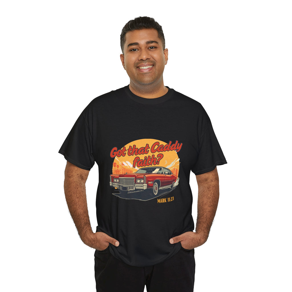 Vintage Caddy Faith Men's T Shirt — "Got that Caddy faith?" Classic Car Graphic Shirt