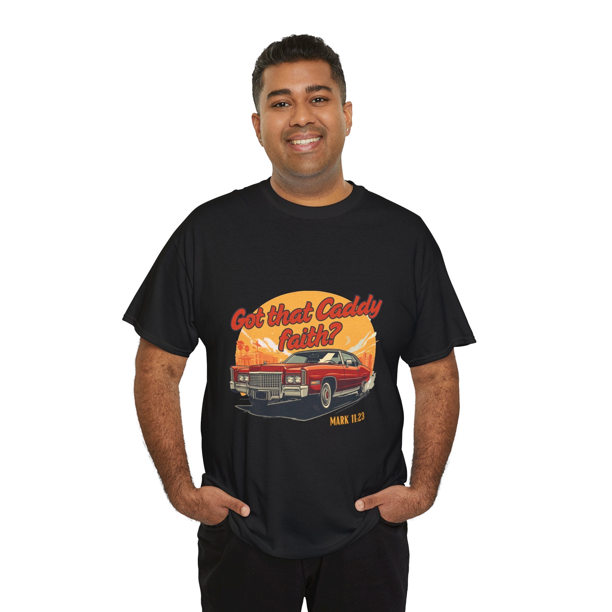 Vintage Caddy Faith Men's T Shirt — "Got that Caddy faith?" Classic Car Graphic Shirt