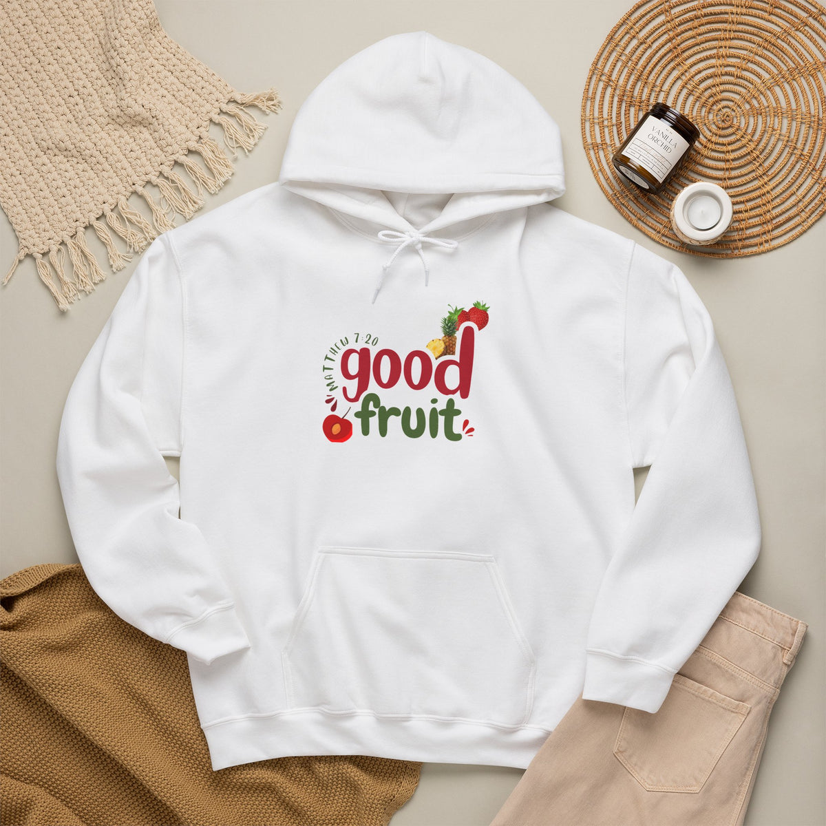Good Fruit Unisex Hoodie — Matthew 7:20 Graphic Pullover - Bri Mone&
