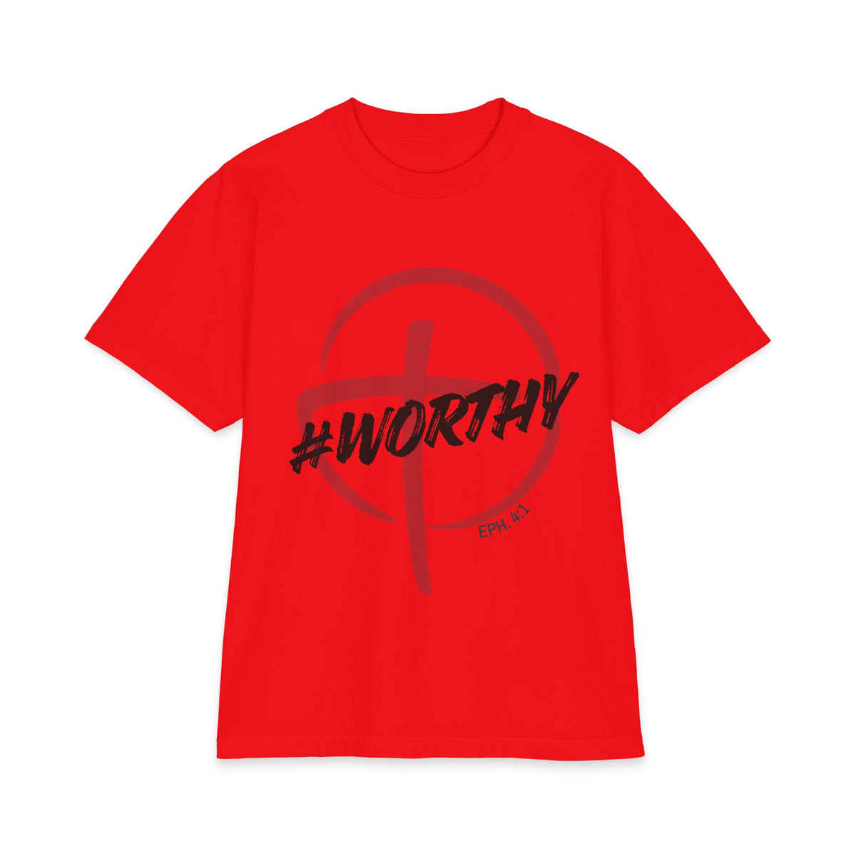 #Worthy Cross Men's T‑Shirt — #Worthy Faith Graphic Tee (Eph. 4:1) - Bri Mone't Apparel