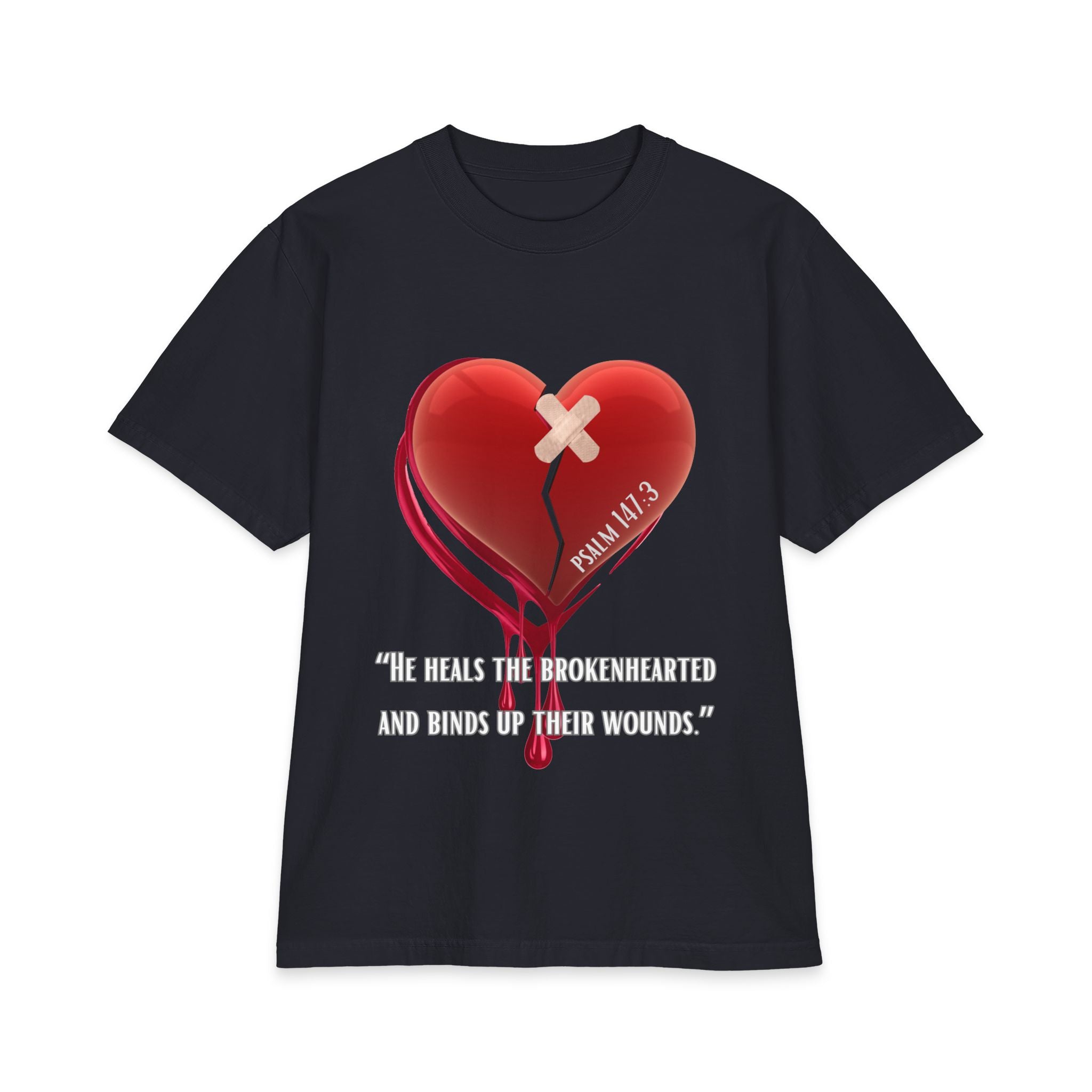Broken Hearted Men's Graphic Tee – "Psalm 147:3" Inspirational Religious T‑Shirt